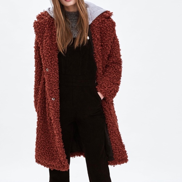 red teddy coat zara